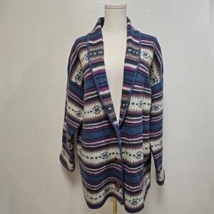 Alps Boiled Wool Blanket Cardigan Vintage Sweater Size Large
